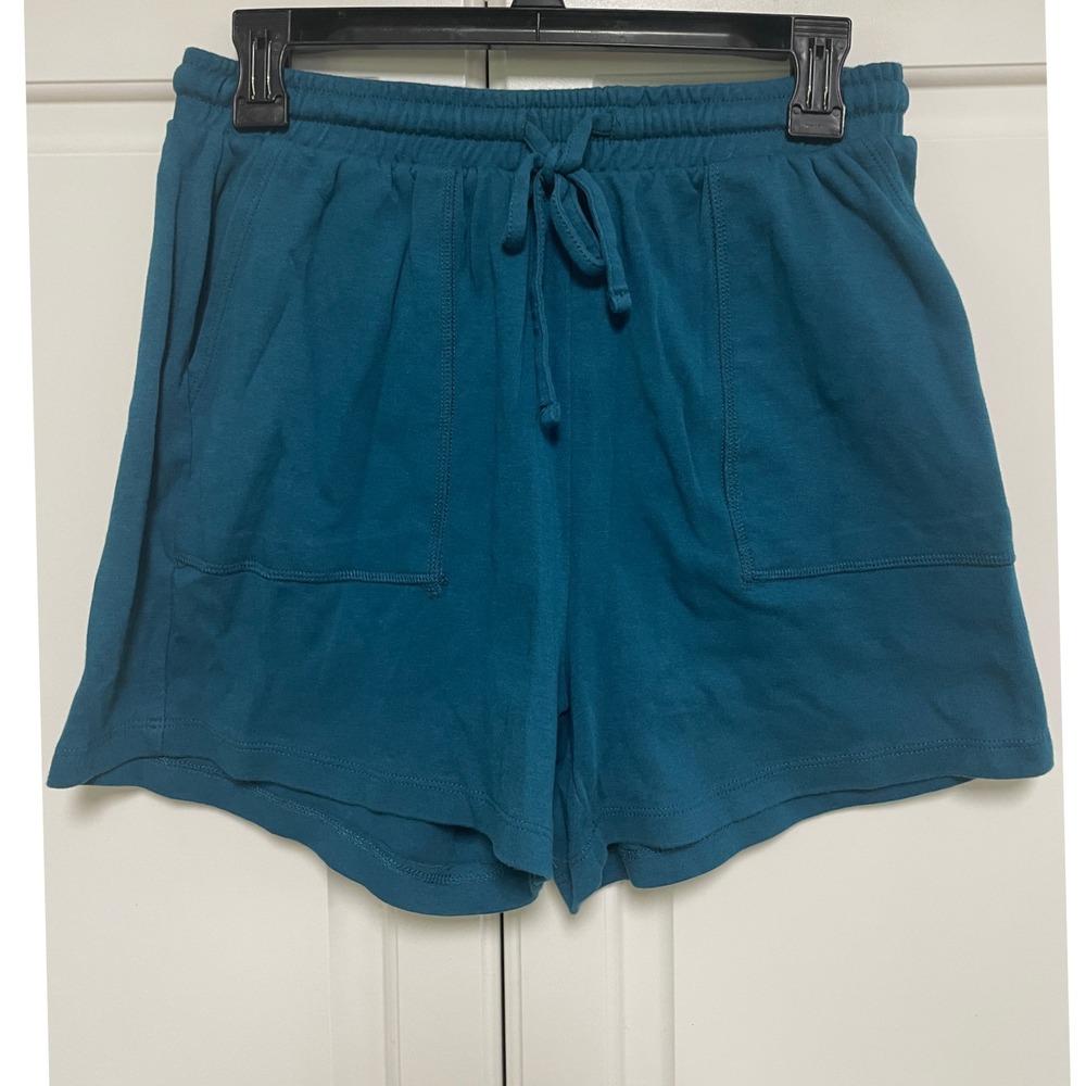 Zenana Teal Blue Lounge Shorts Women's Medium‎ Drawstring Elastic Waist Casual